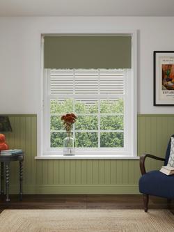 John Lewis Linen Mix Blackout/Thermal Roller Blind - view 2, Avocado