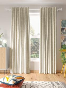 John Lewis Mila Print Pair Dimout/Thermal Lined Multiway (Slot Top, Hidden Tab, Pencil Pleat) Curtains, Putty - view 2, Putty