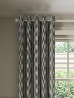 John Lewis Mini Blocks Print Pair Lined Eyelet Curtains, Myrtle Green, W117 x Drop 137cm