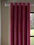 John Lewis Velvet Pair Lined Eyelet Curtains, Damson