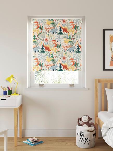 John Lewis Forest Dinosaurs Blackout/Thermal Roller Blind, Multi, Multi