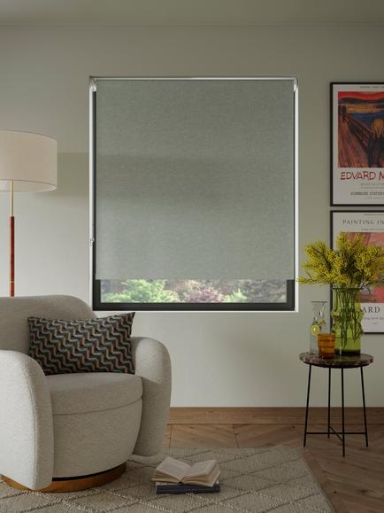 John Lewis Loch Blackout/Thermal Roller Blind, Sage