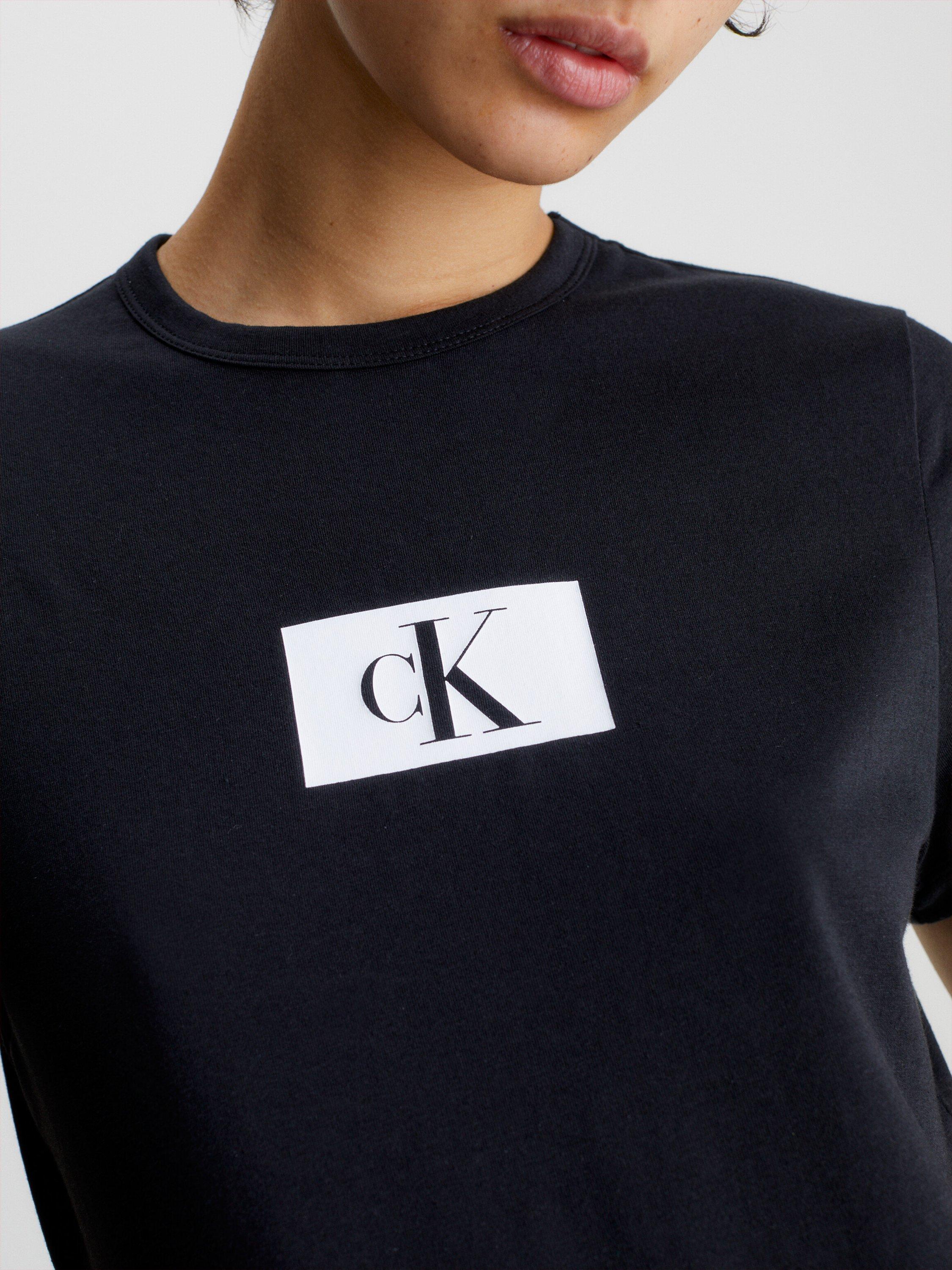 Product image 4 of 5, which shows Calvin Klein Block Logo Lounge T-Shirt, Black, XS