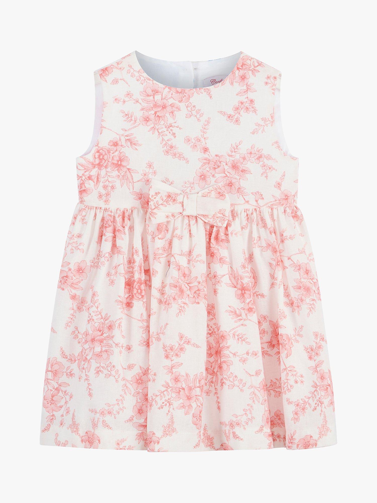 Trotters Baby Maeva Floral Print Bow Dress, Mid Pink Floral