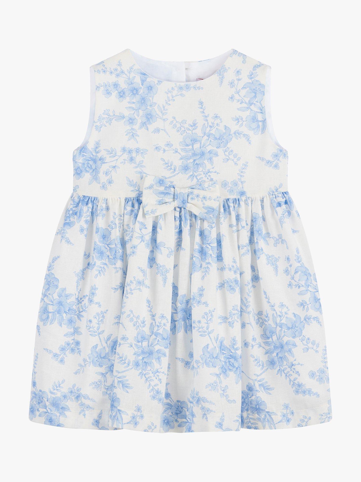 Trotters Baby Maeva Floral Print Bow Dress, Pale Blue Floral