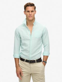 Superdry Studios Cotton Linen Blend Shirt, Plume Blue