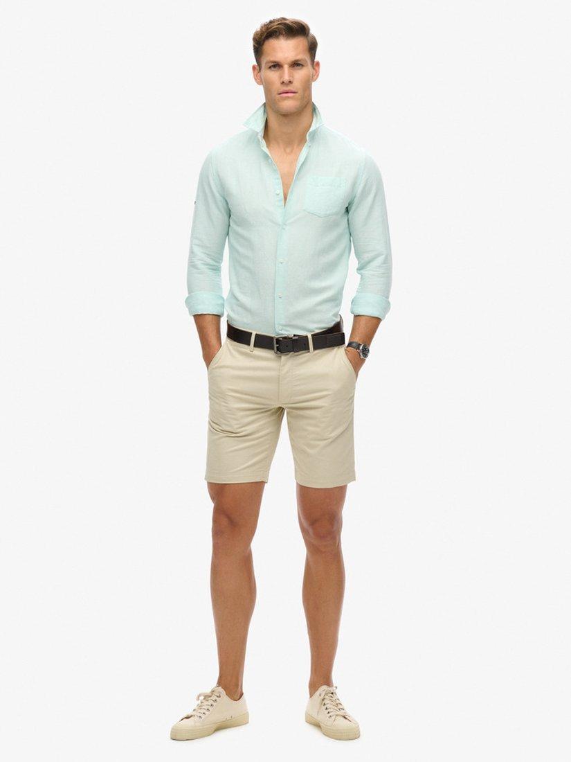 Product image 3 of 9, which shows Superdry Studios Cotton Linen Blend Shirt, Plume Blue, S