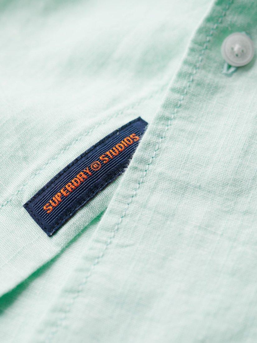 Product image 4 of 9, which shows Superdry Studios Cotton Linen Blend Shirt, Plume Blue, S