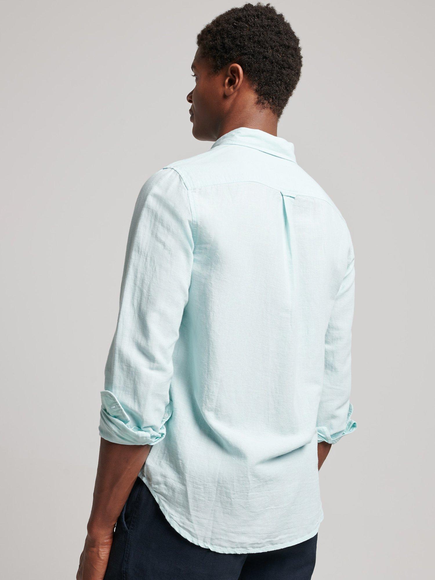 Product image 5 of 9, which shows Superdry Studios Cotton Linen Blend Shirt, Plume Blue, S