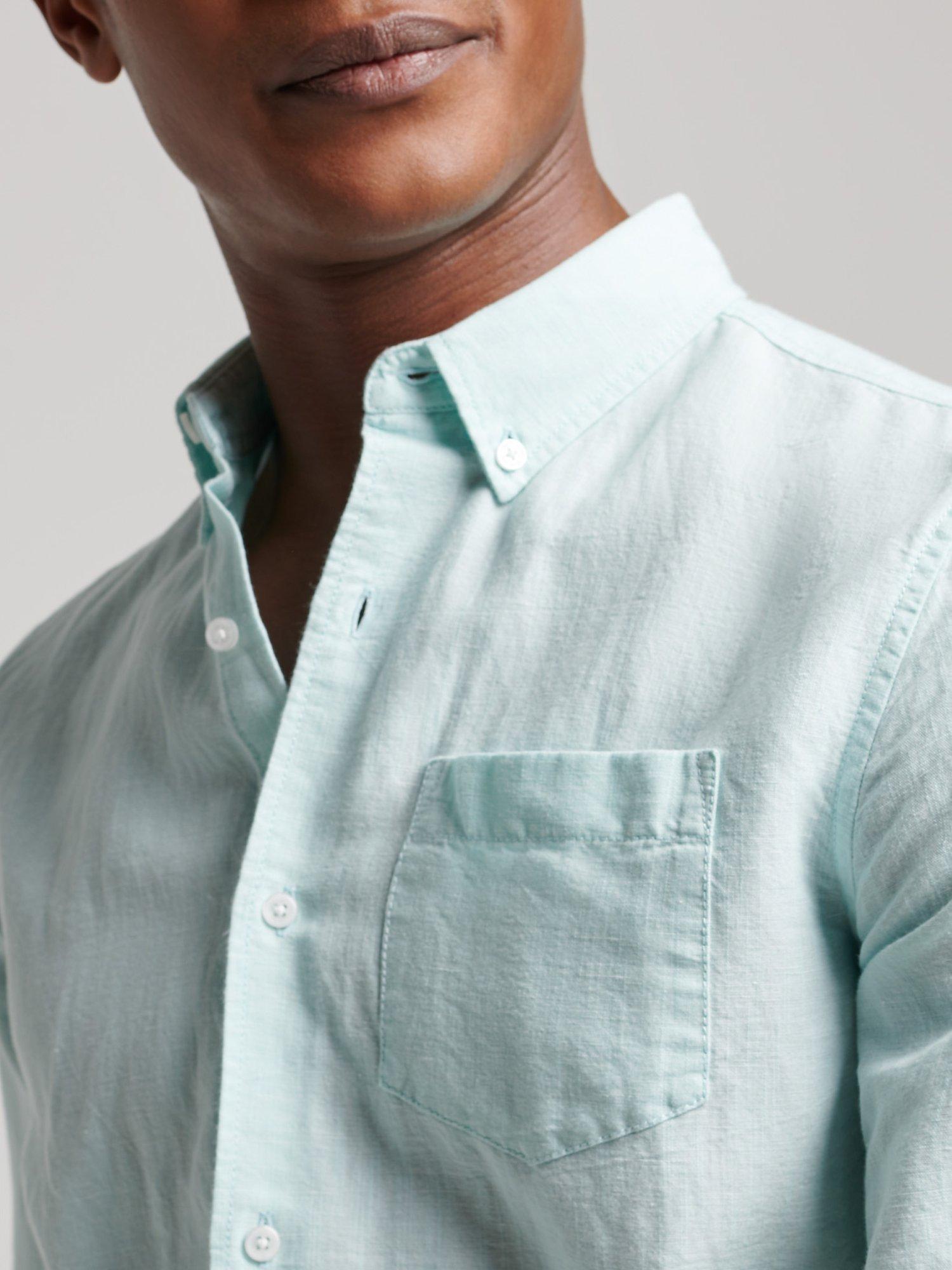 Product image 7 of 9, which shows Superdry Studios Cotton Linen Blend Shirt, Plume Blue, S