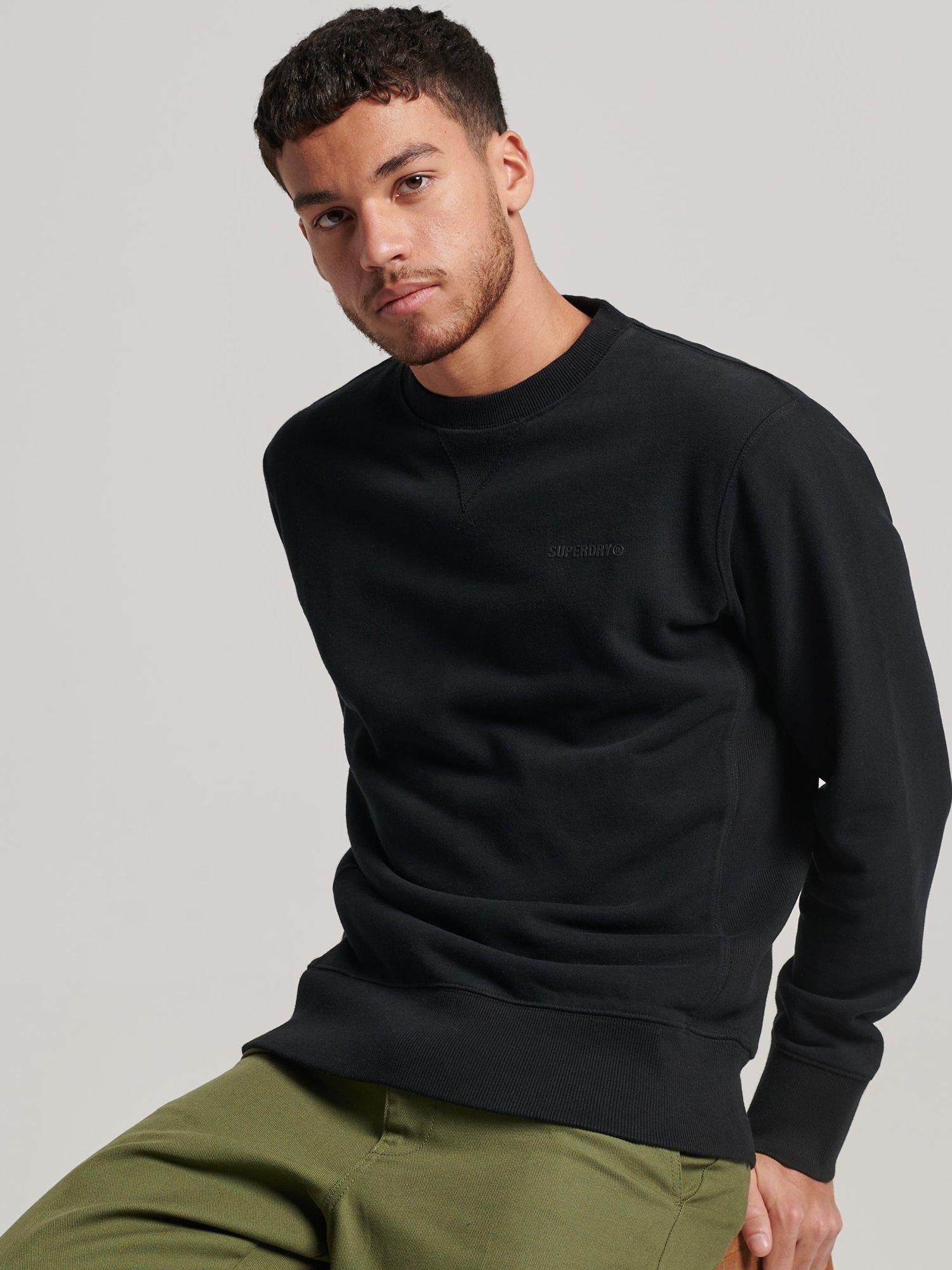 Superdry Code Essential Overdyed Crew Neck Sweatshirt, Black