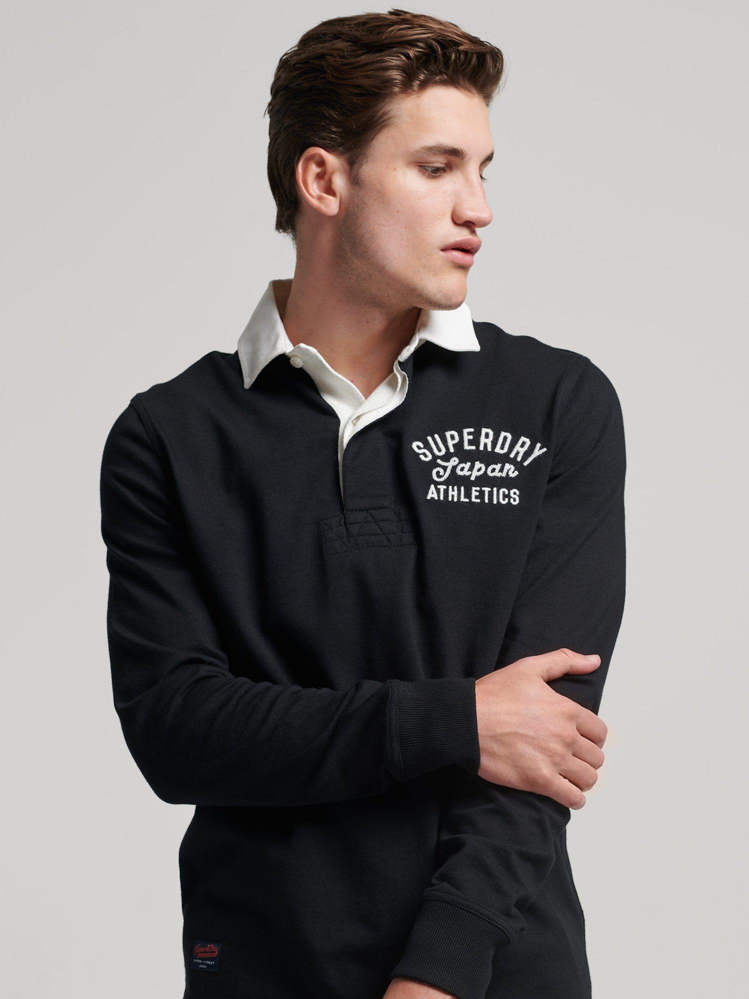 Superdry Vintage Applique Rugby Shirt, Black