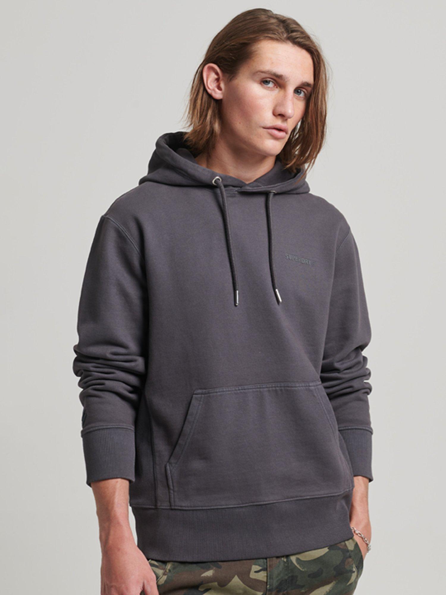 Superdry Essential Overdyed Hoodie, Dark Slate Grey