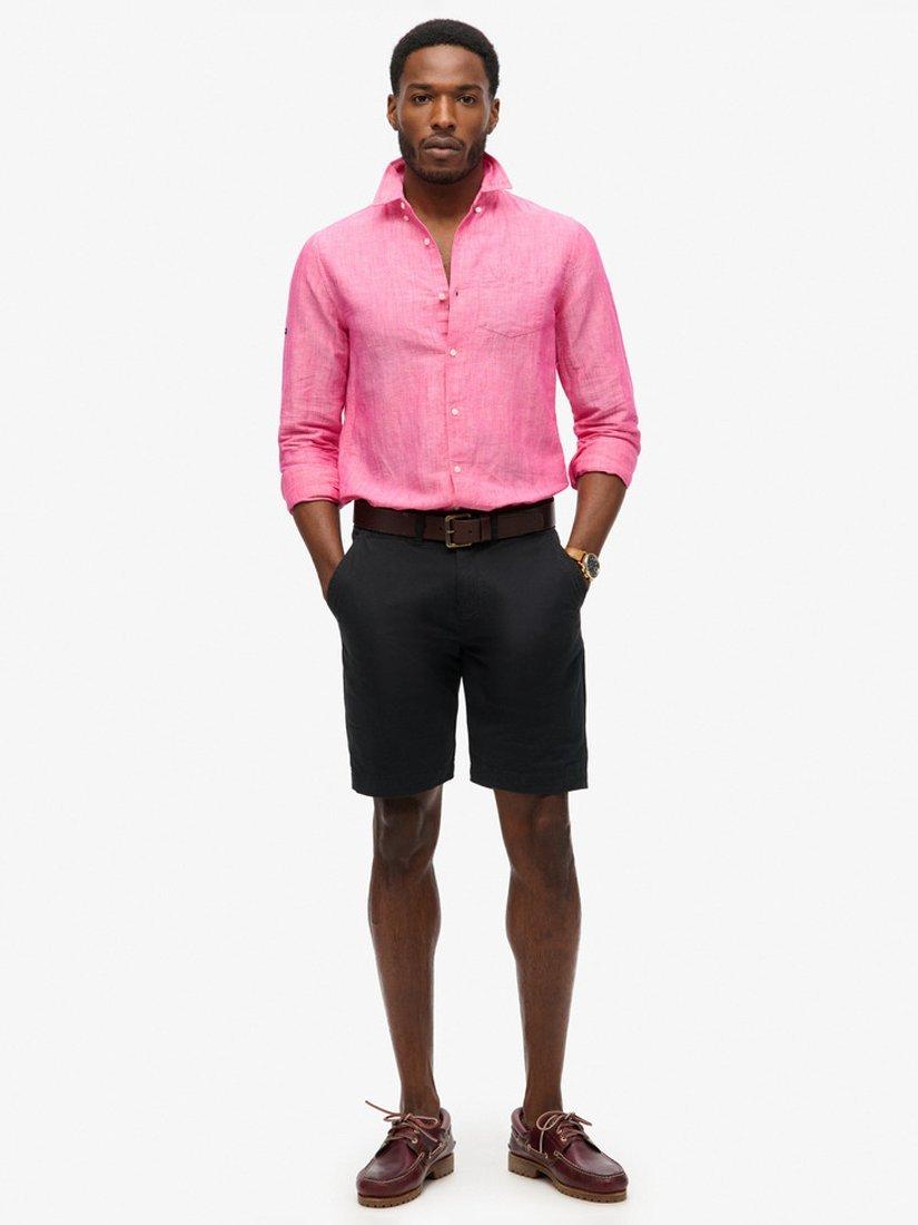 Product image 3 of 9, which shows Superdry Studios Cotton Linen Blend Shirt, Vibe Pink, S