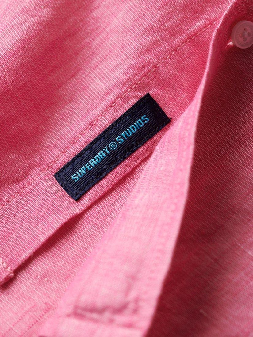 Product image 4 of 9, which shows Superdry Studios Cotton Linen Blend Shirt, Vibe Pink, S