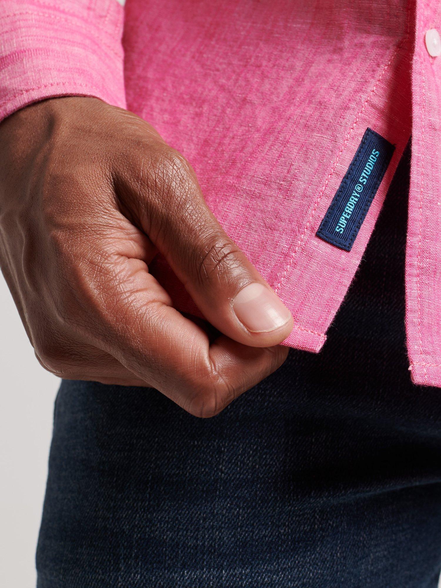 Product image 8 of 9, which shows Superdry Studios Cotton Linen Blend Shirt, Vibe Pink, S