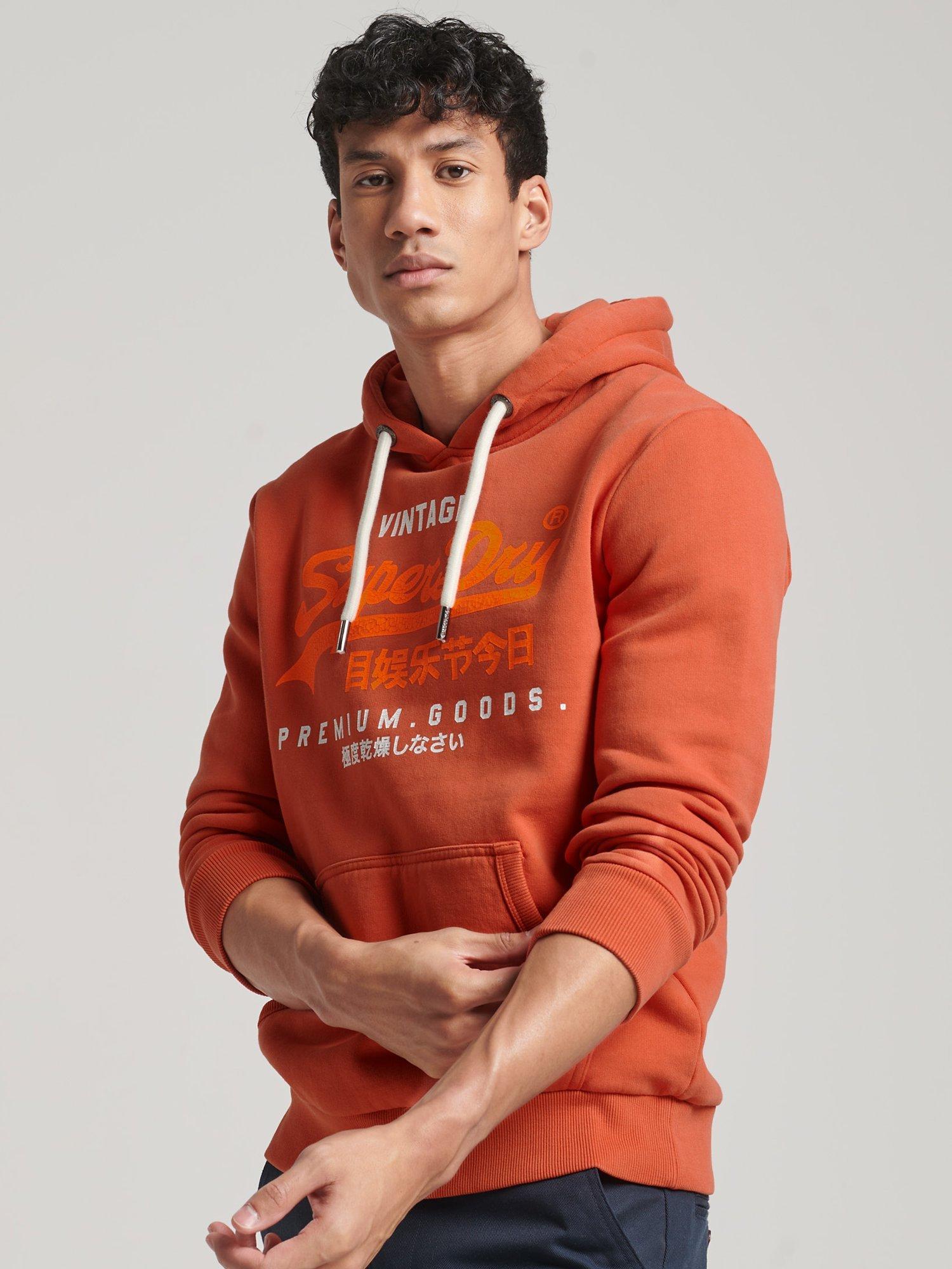Superdry Vintage Logo Premium Overdyed Hoodie, Autumn Glaze Brown