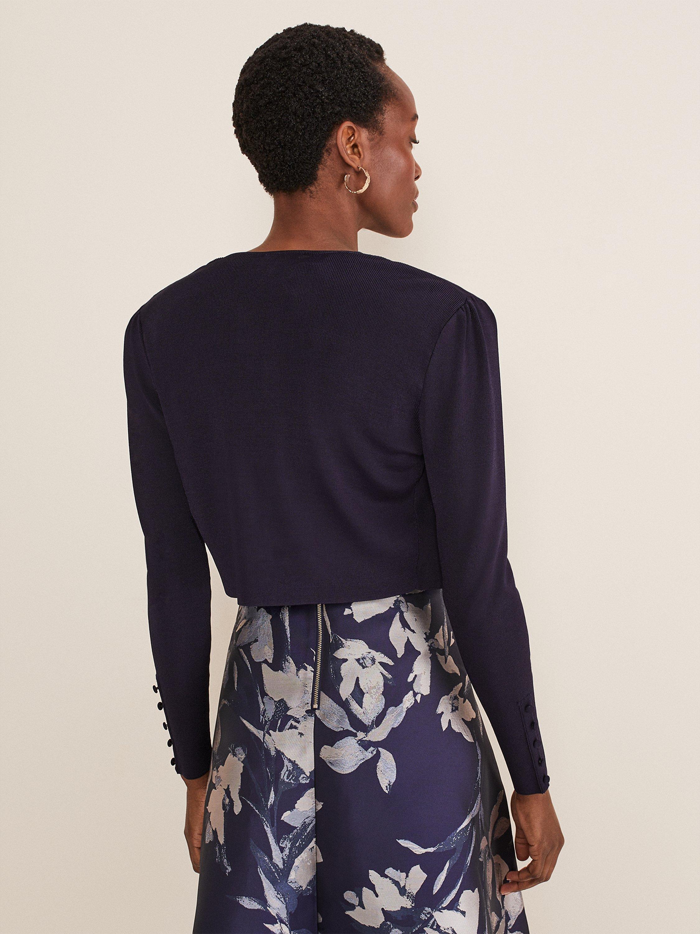 Product image 2 of 7, which shows Phase Eight Adah Lightweight Occasion Jacket, Navy, 6