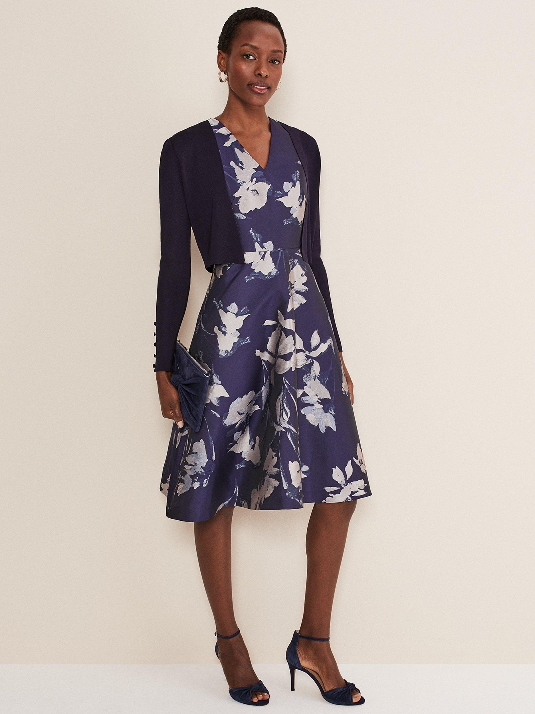 Product image 3 of 7, which shows Phase Eight Adah Lightweight Occasion Jacket, Navy, 6