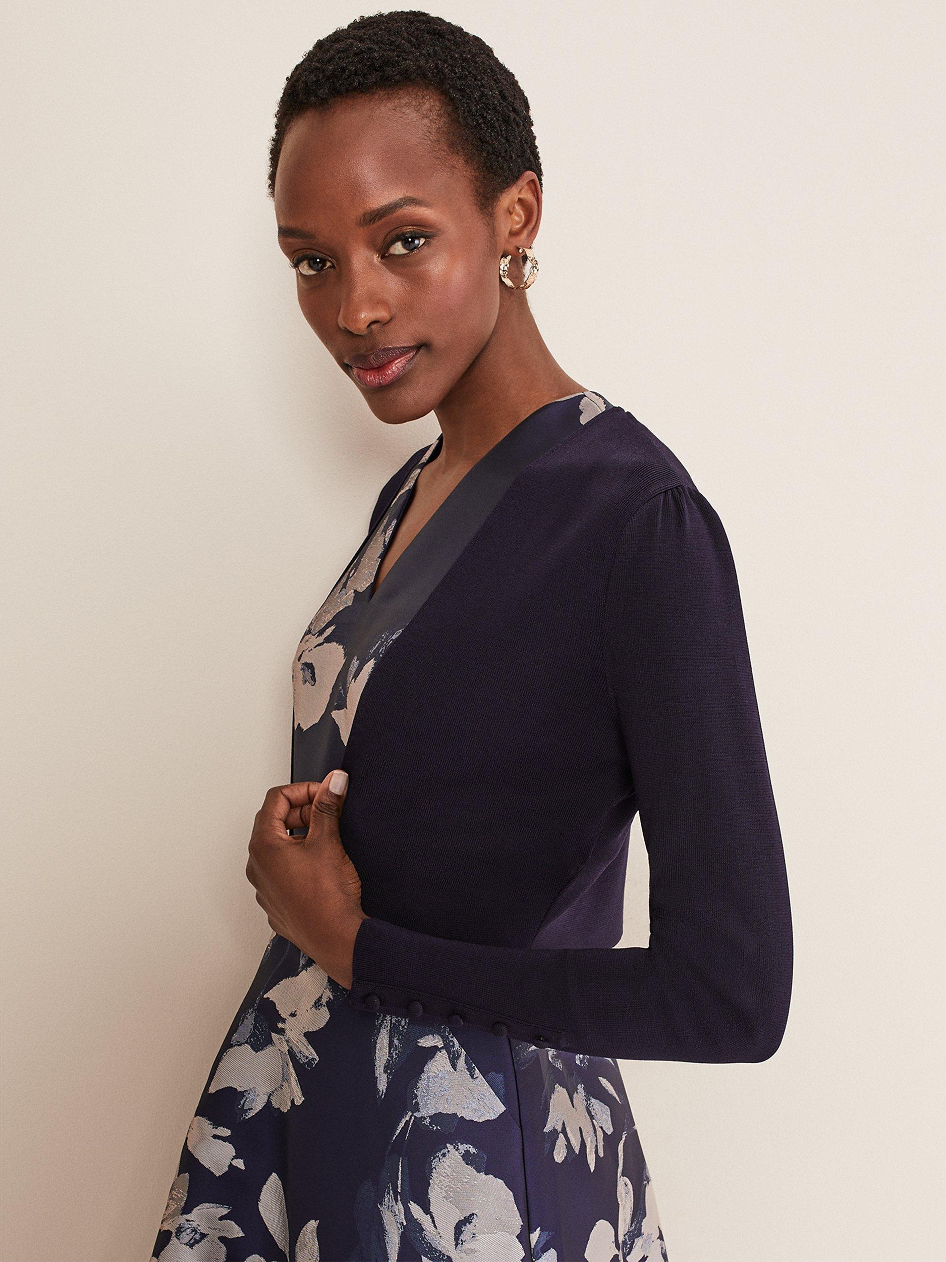 Product image 7 of 7, which shows Phase Eight Adah Lightweight Occasion Jacket, Navy, 6
