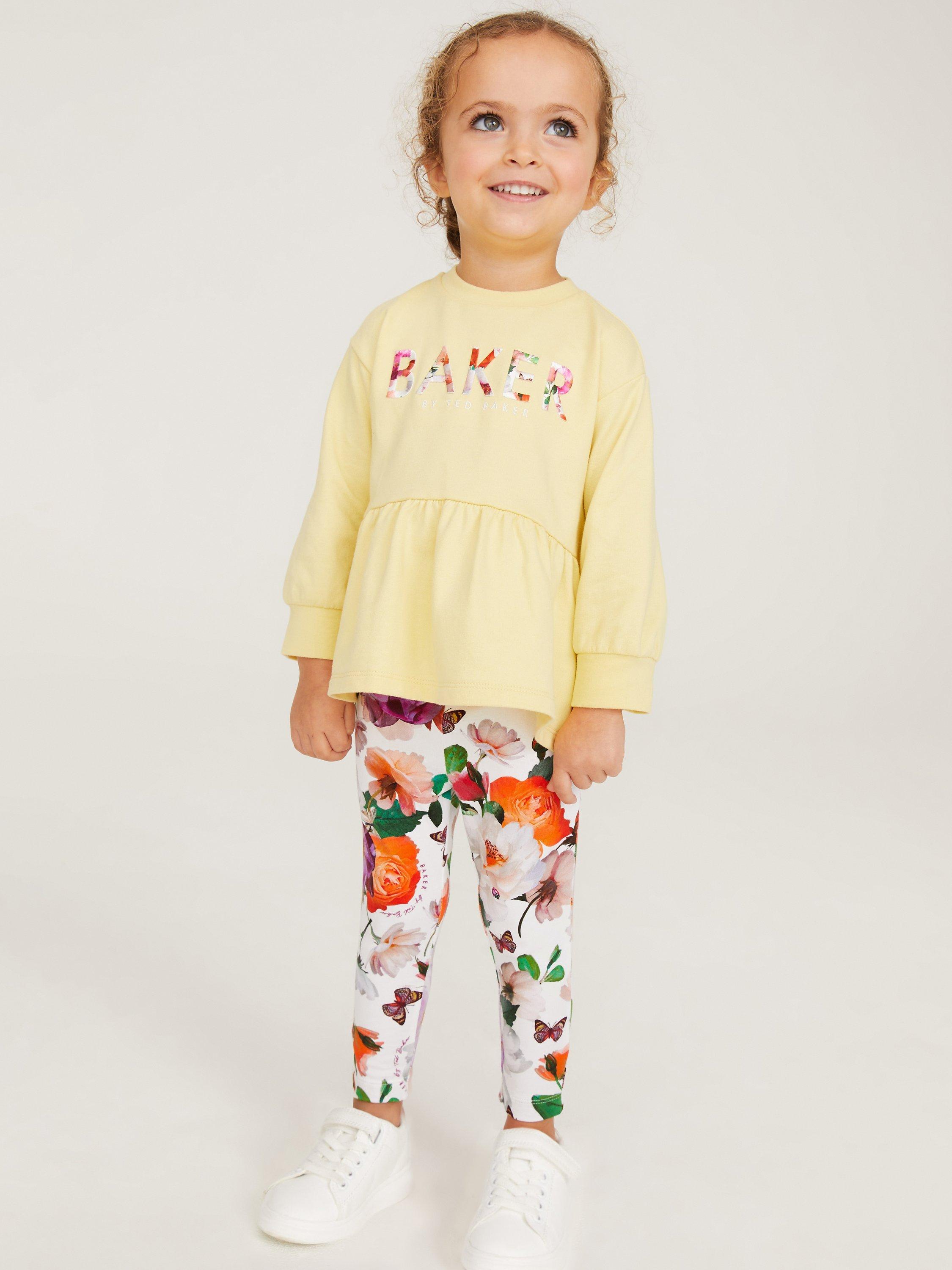 Ted Baker Baby Floral Sweatshirt & Leggings Set, Yellow