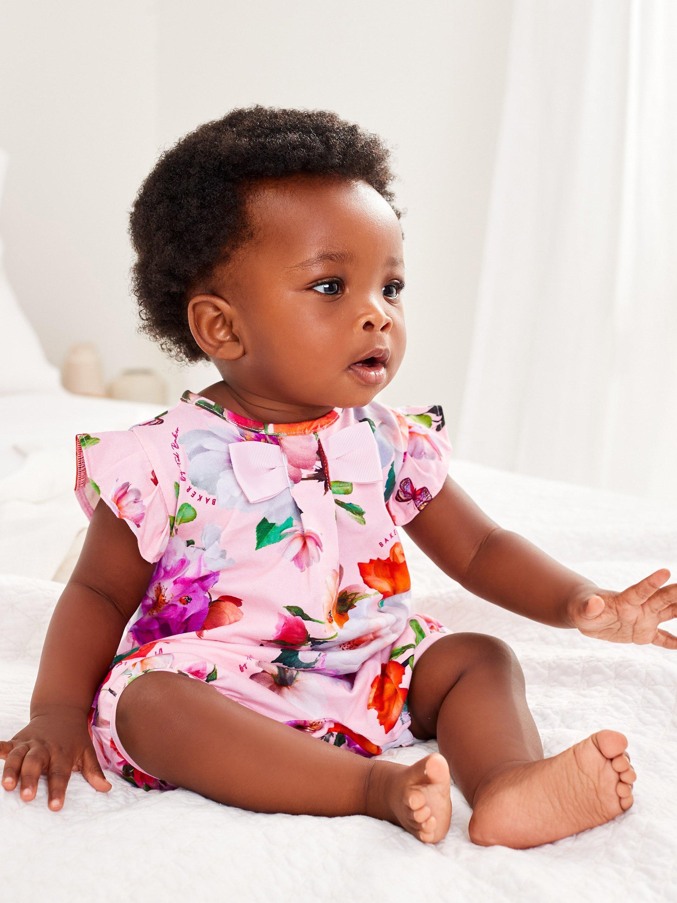 Ted Baker Baby Floral Bow Sleeveless Romper, Multi
