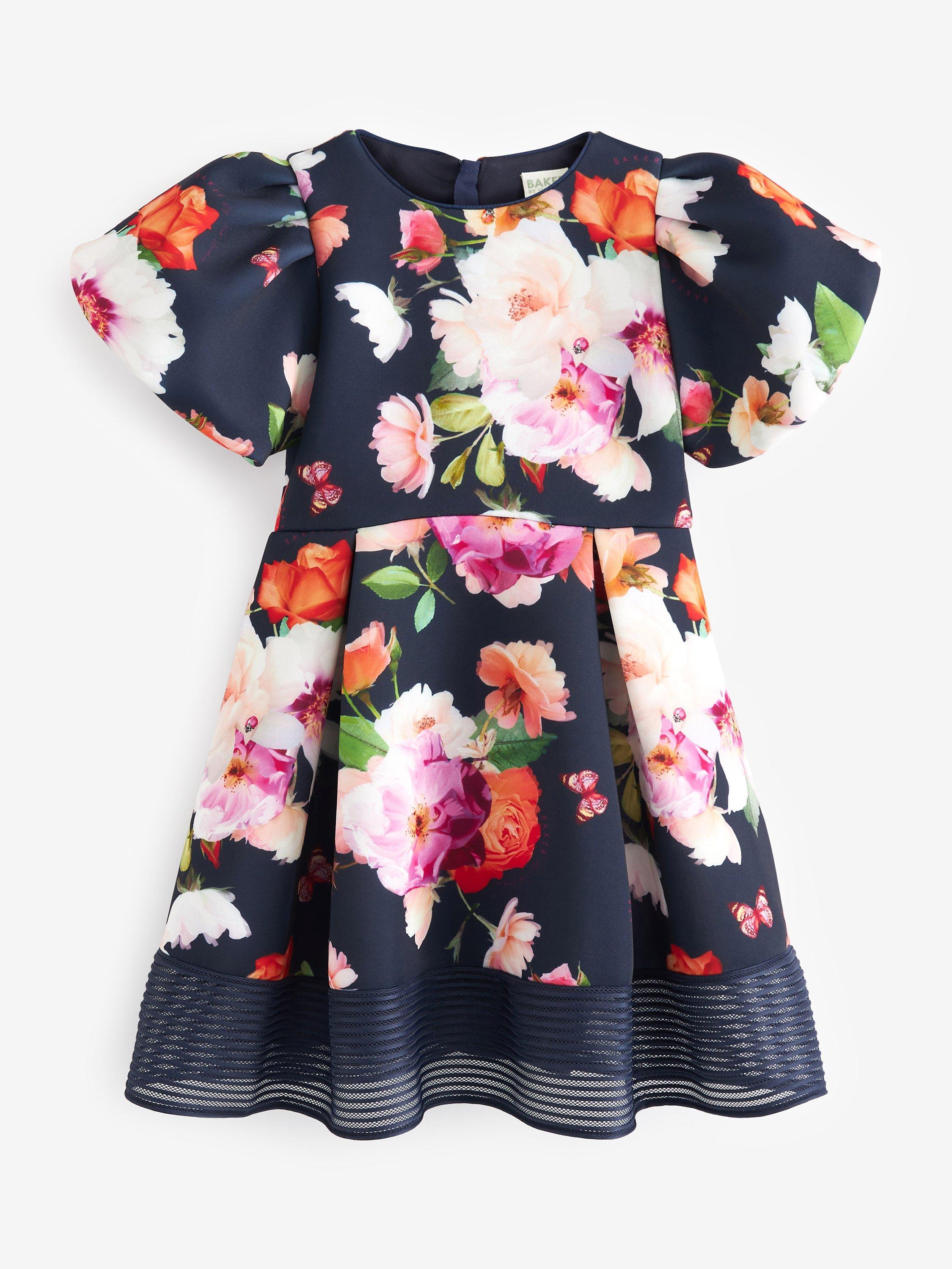 Ted Baker Kids' Floral Scuba Dress, Navy