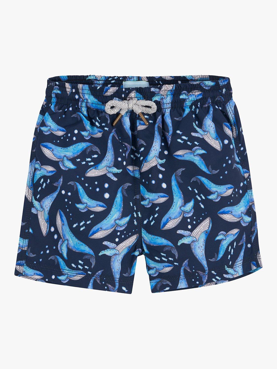 Trotters Baby Whale Swim Shorts, Navy/Whale