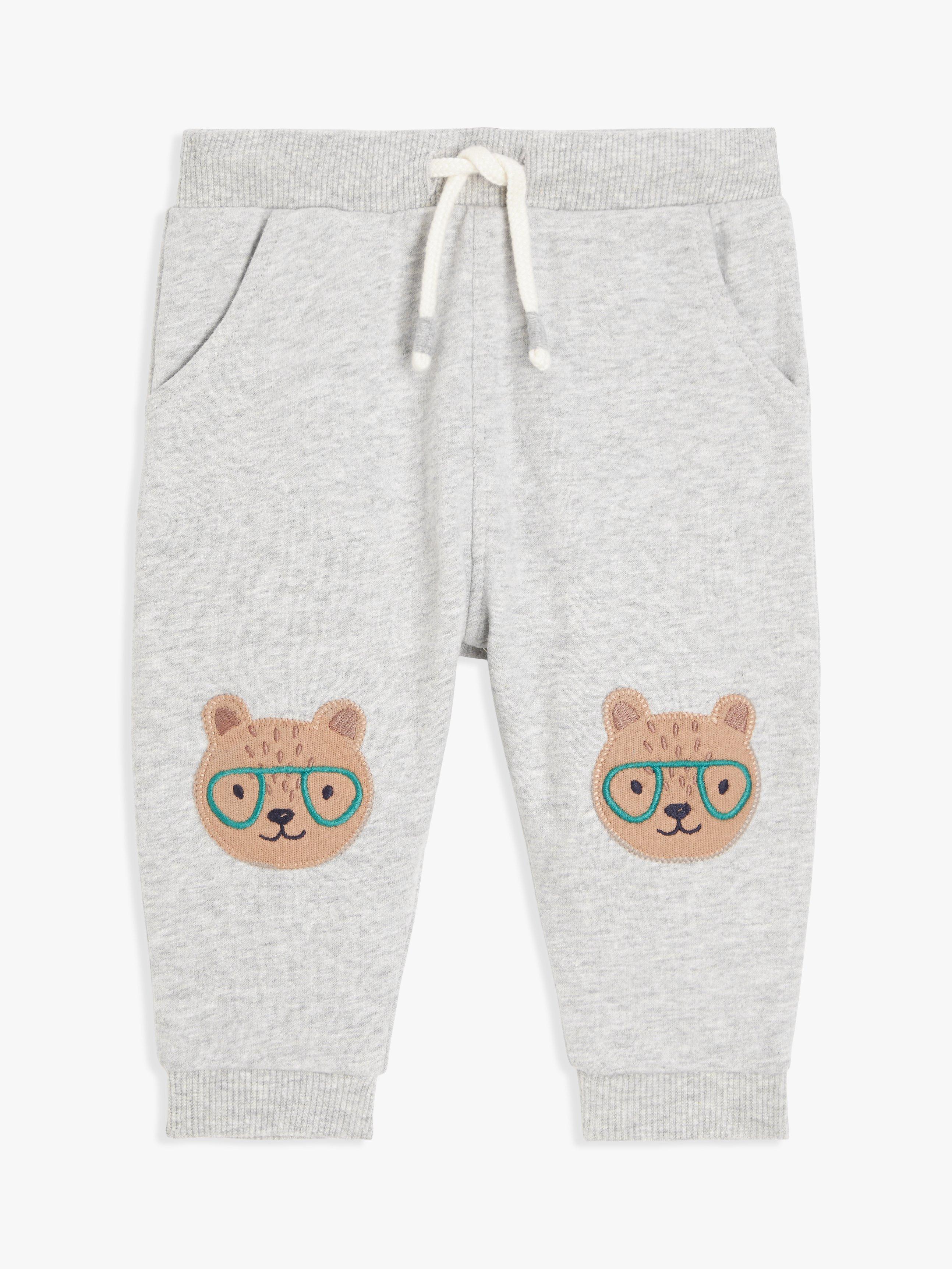 John Lewis Baby Bear Knee Joggers, Grey