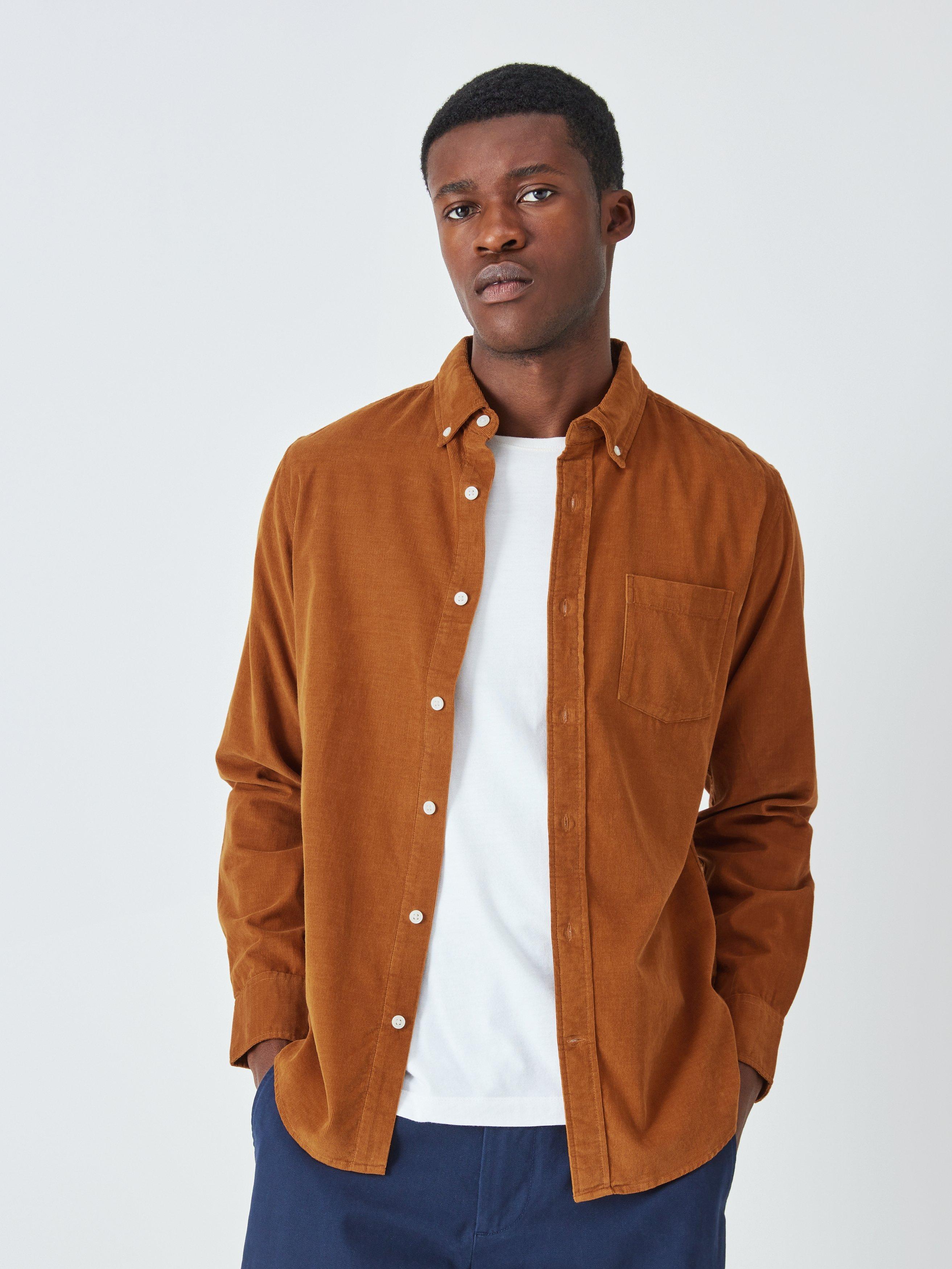 John Lewis Long Sleeve Slim Fit Needle Corduroy Shirt, Roasted Pecan