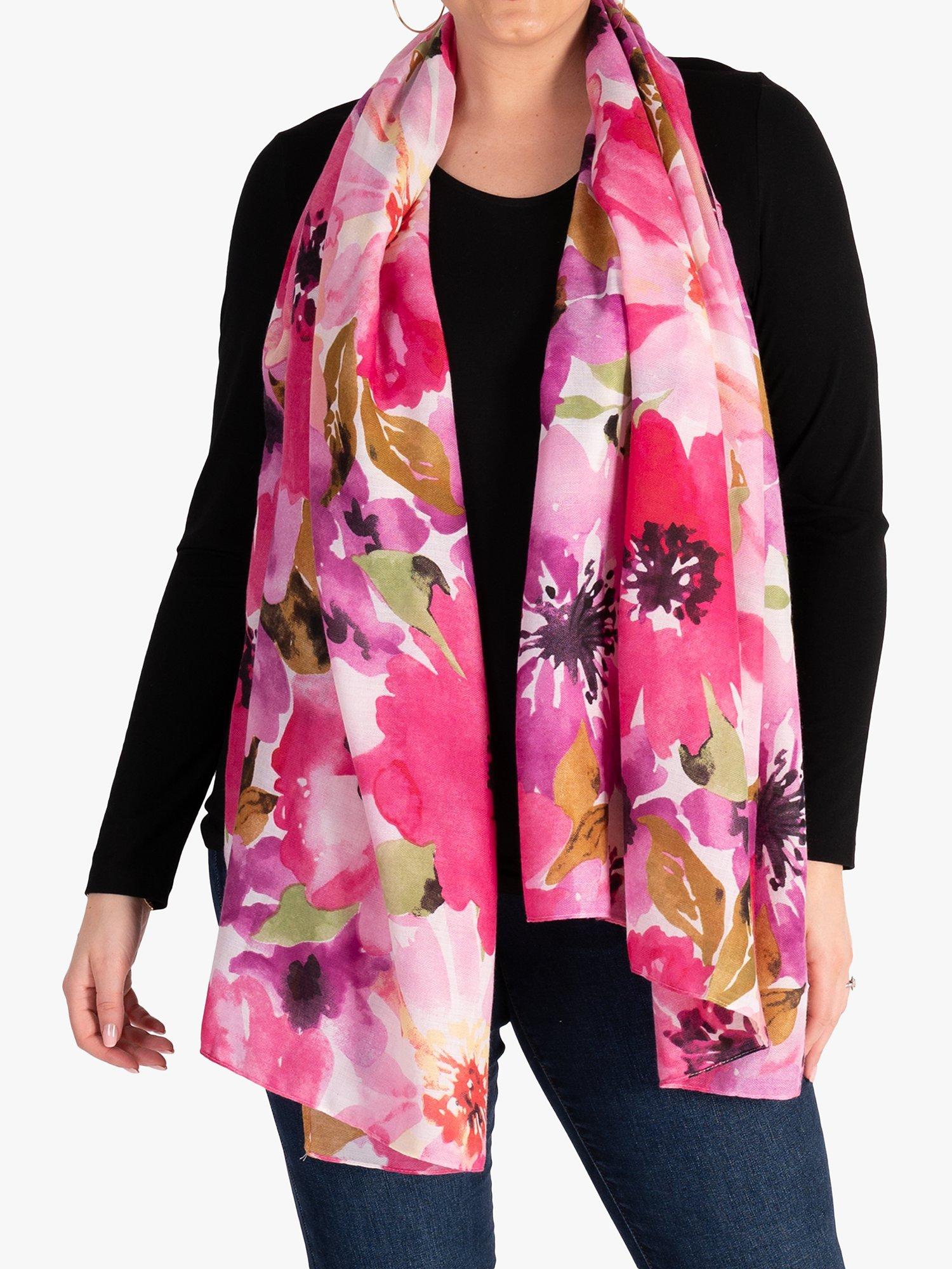 Product image 1 of 4, which shows chesca Floral Scarf, Pink/Purple