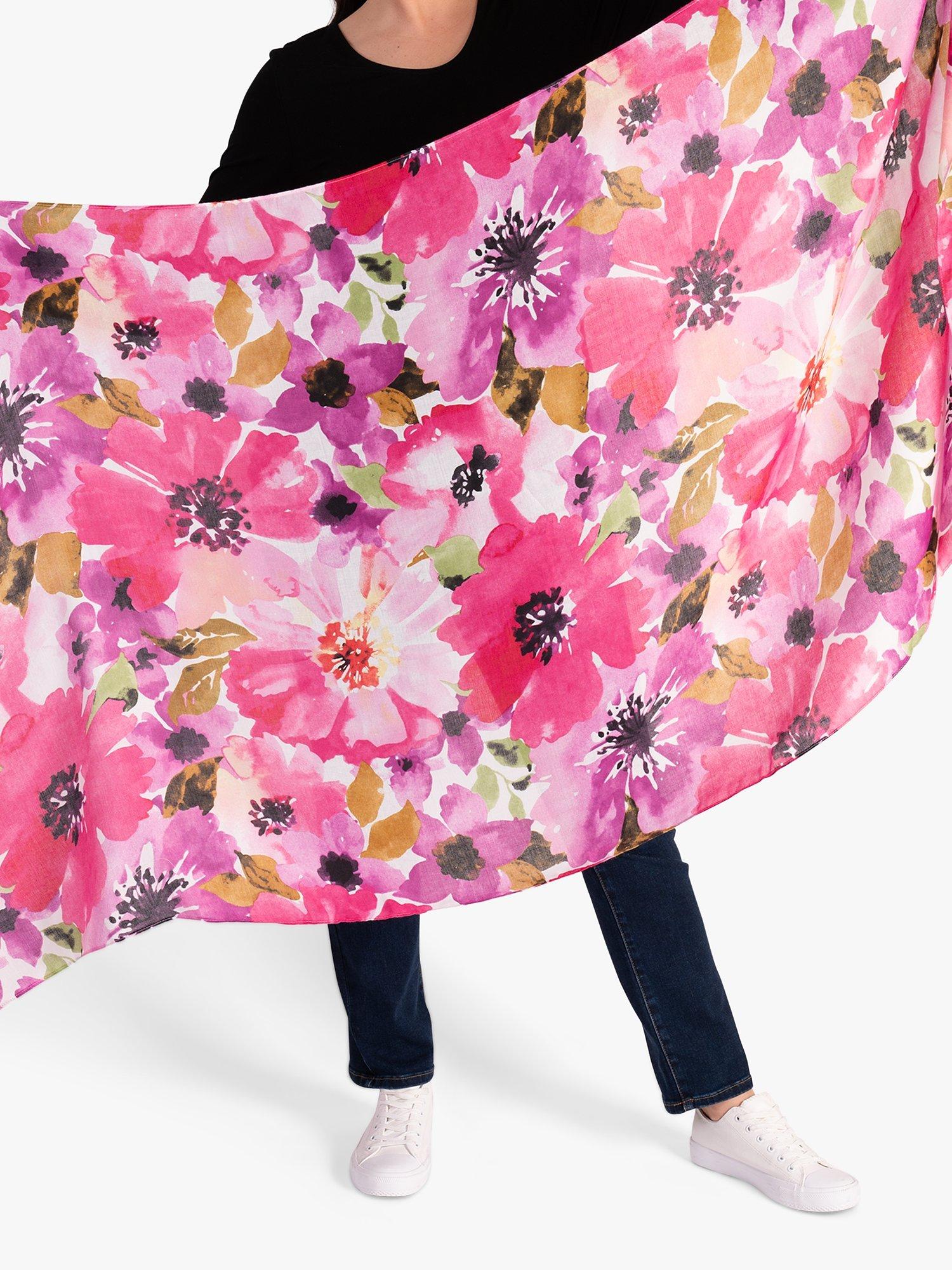 Product image 2 of 4, which shows chesca Floral Scarf, Pink/Purple