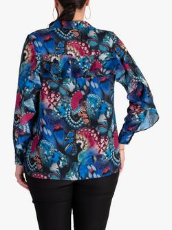 chesca Butterfly Print Blouse, Multi - view 2, Multi
