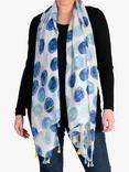 chesca Spot Print Scarf, Navy/Yellow