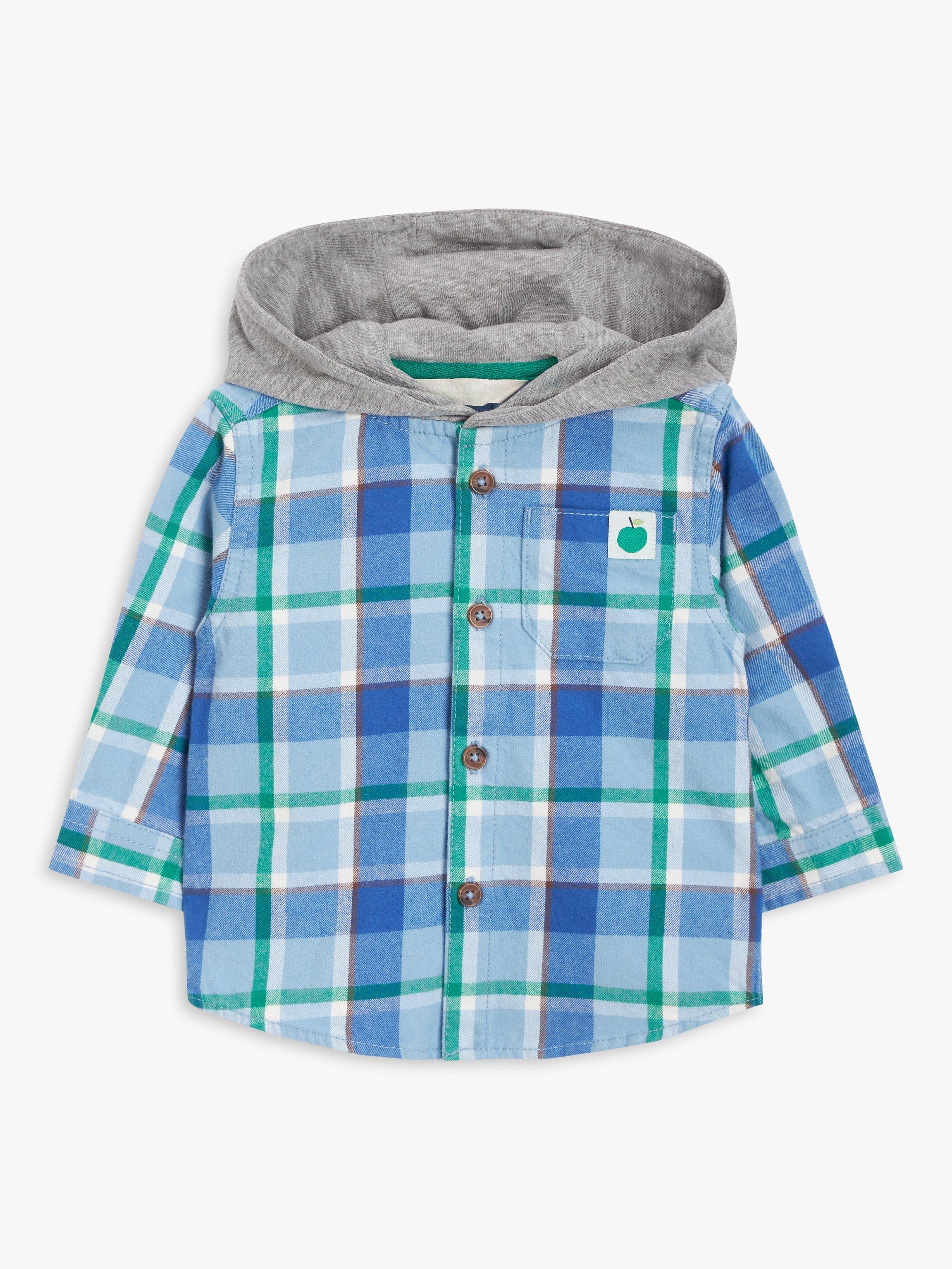 John Lewis Baby Hood Check Shirt, Multi