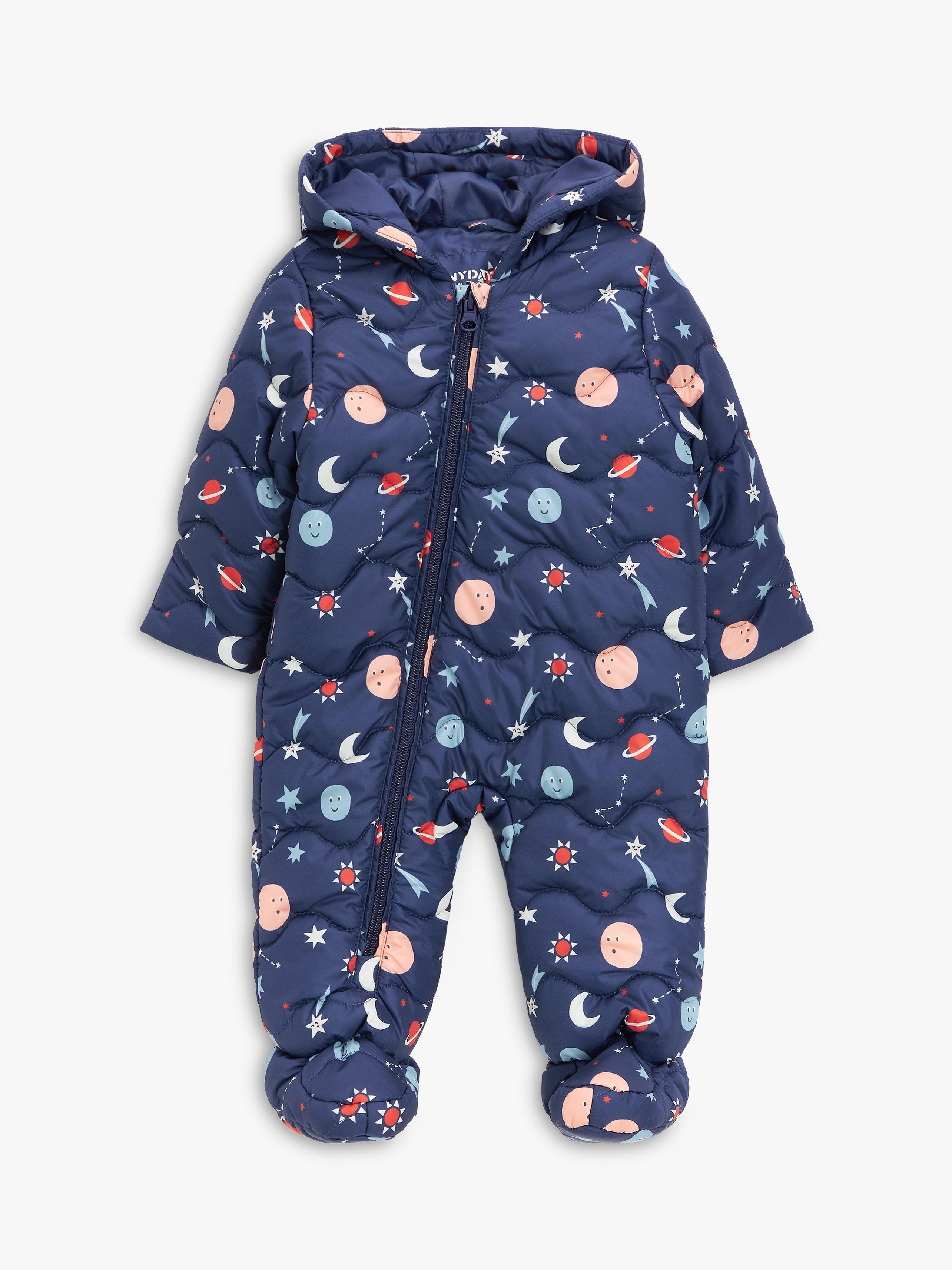 John Lewis ANYDAY Baby Space Snowsuit, Blue/Multi