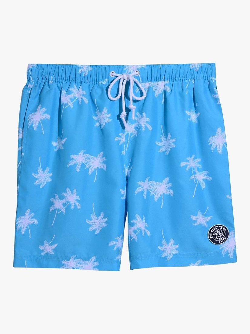 Product image 5 of 5, which shows Original Penguin Palm Print Swim Shorts, 432 Blue Atoll, S