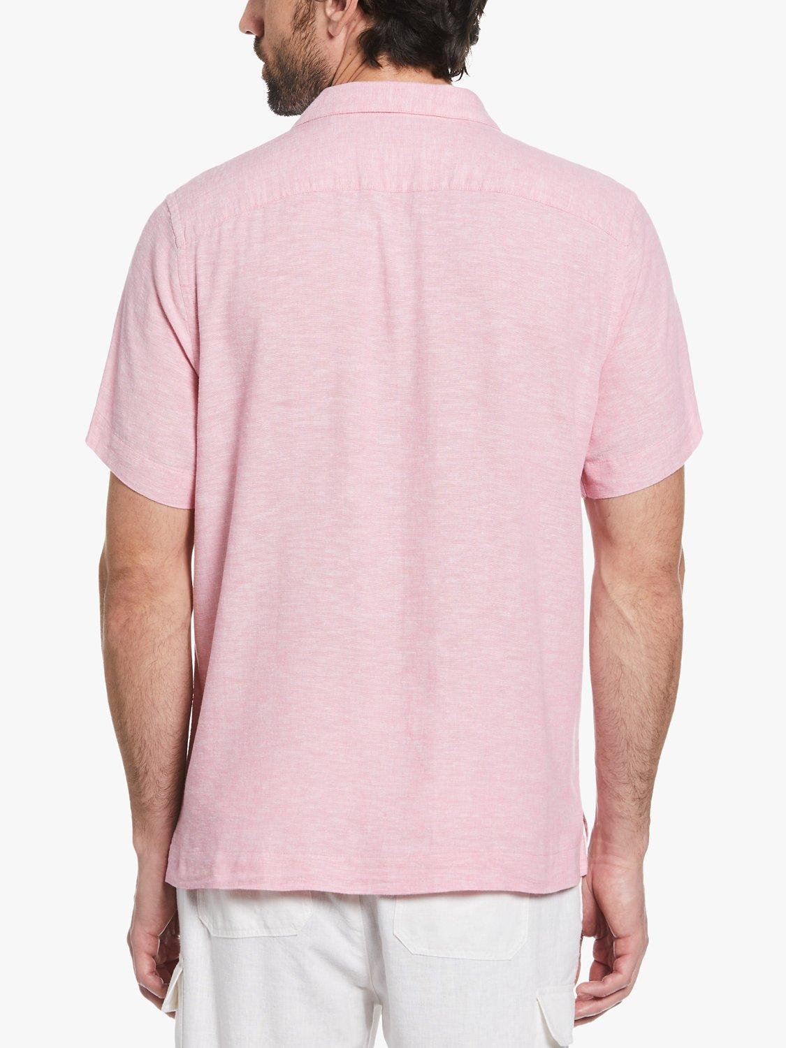 Product image 2 of 3, which shows Original Penguin Revere Collar Linen Blend Shirt, 667 Wild Rose, XL