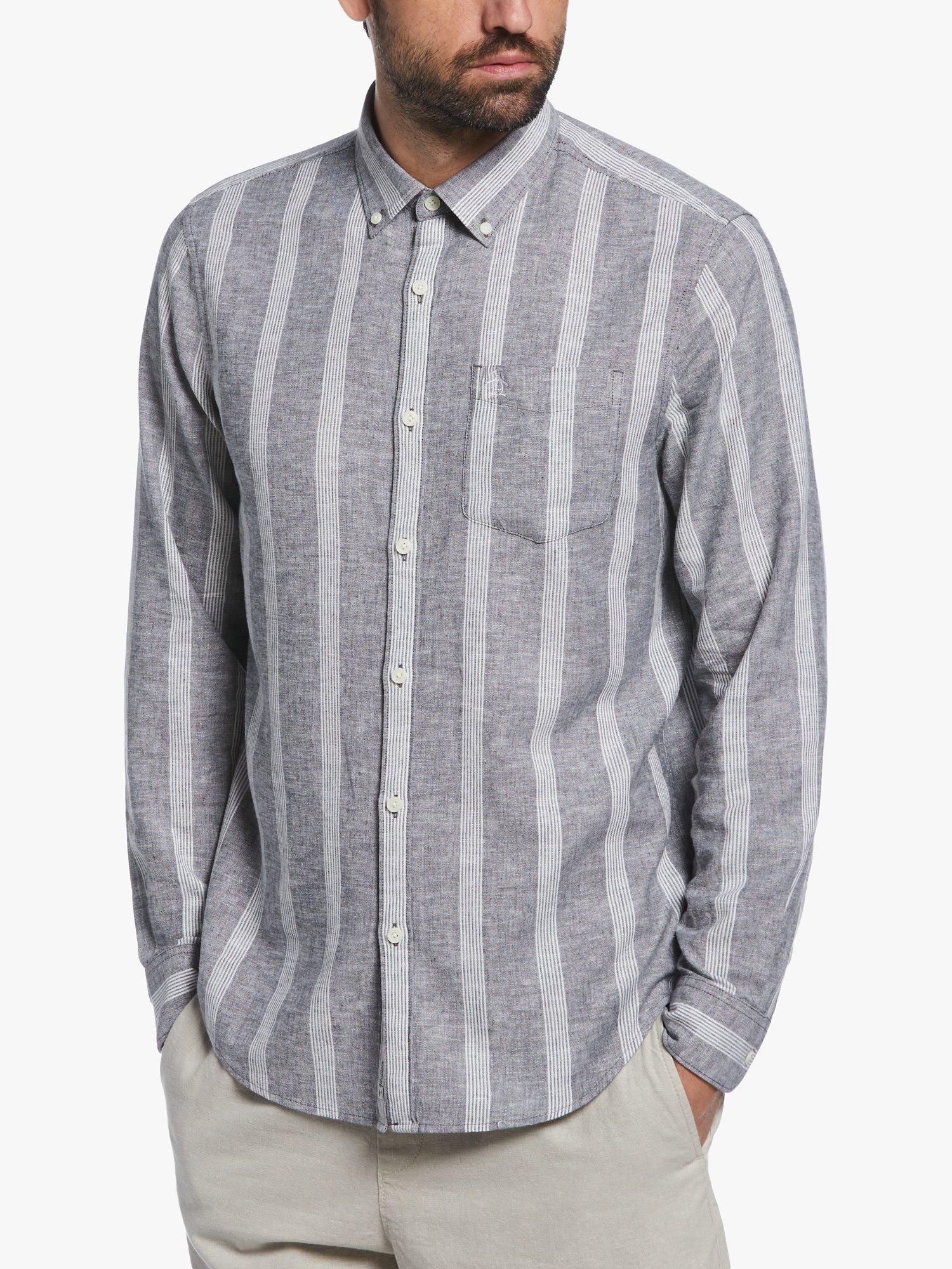 Product image 1 of 2, which shows Original Penguin Long Sleeve Linen Blend Shirt, 051 Urban Chic, XL