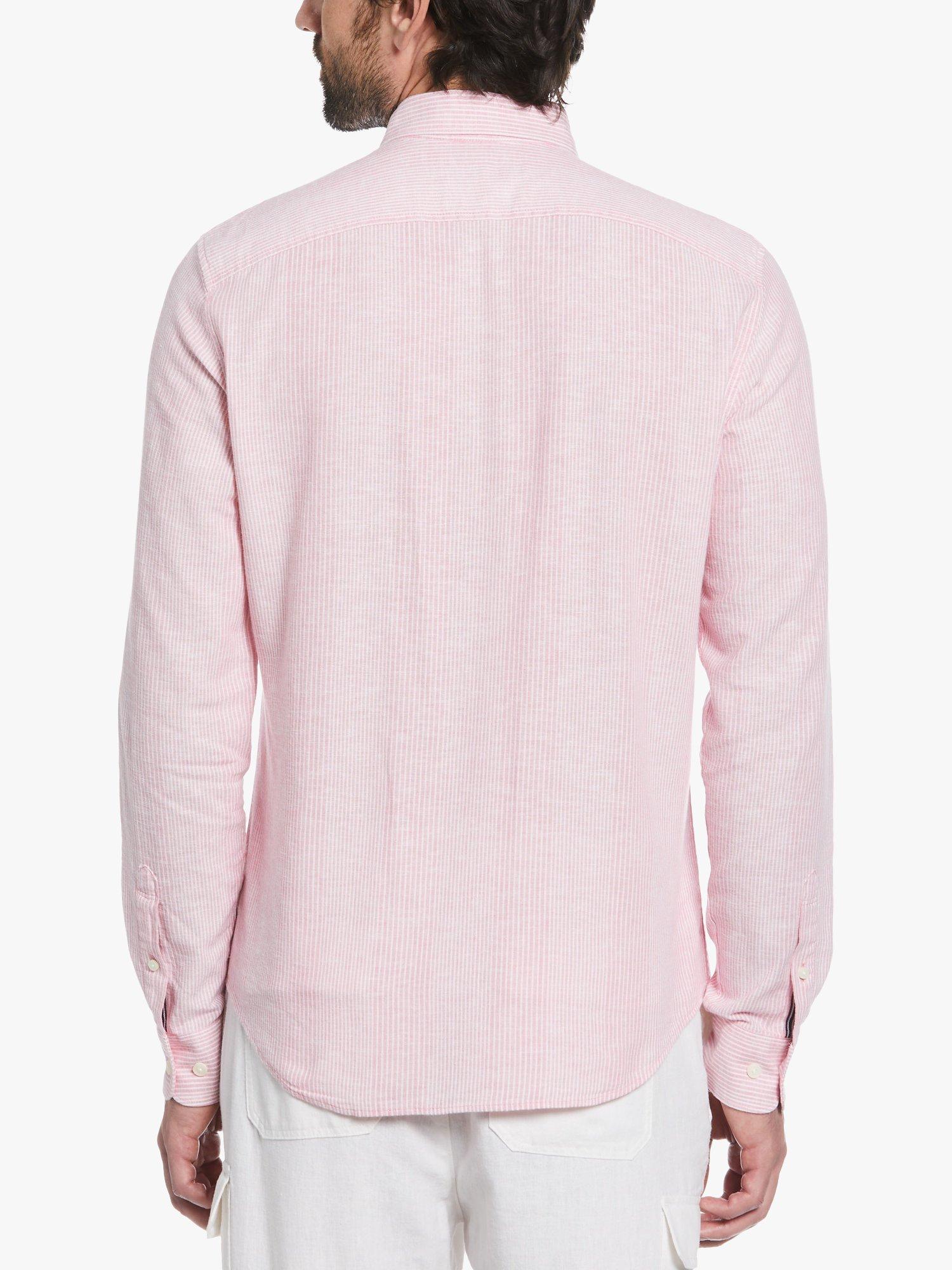 Product image 2 of 3, which shows Original Penguin Stripe Linen Blend Shirt, 667 Wild Rose, S
