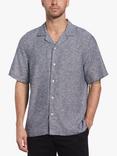 Original Penguin Revere Collar Linen Blend Shirt, 413 Dark Sapphire