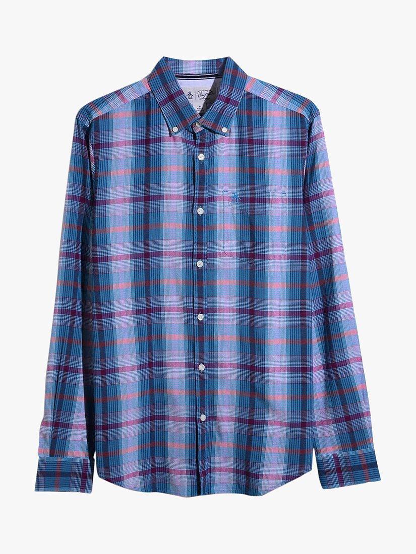 Product image 4 of 4, which shows Original Penguin Plaid Check Shirt, 993 Mosaic Blue, S