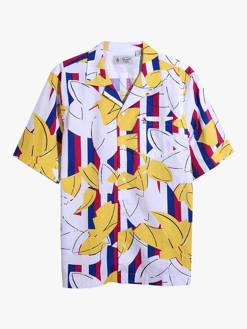 Product image 4 of 4, which shows Original Penguin Floral Stripe Print Camp Shirt, 498 Limoges, S