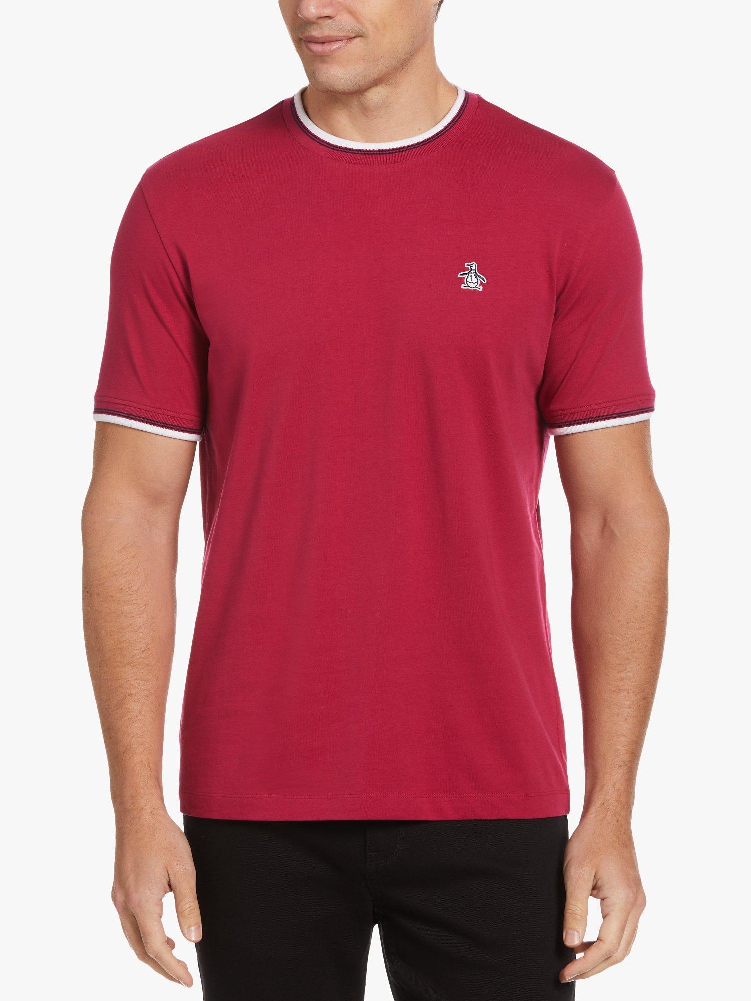 Original Penguin Tipped Organic Cotton Crew Neck T-Shirt, 616 Sangria