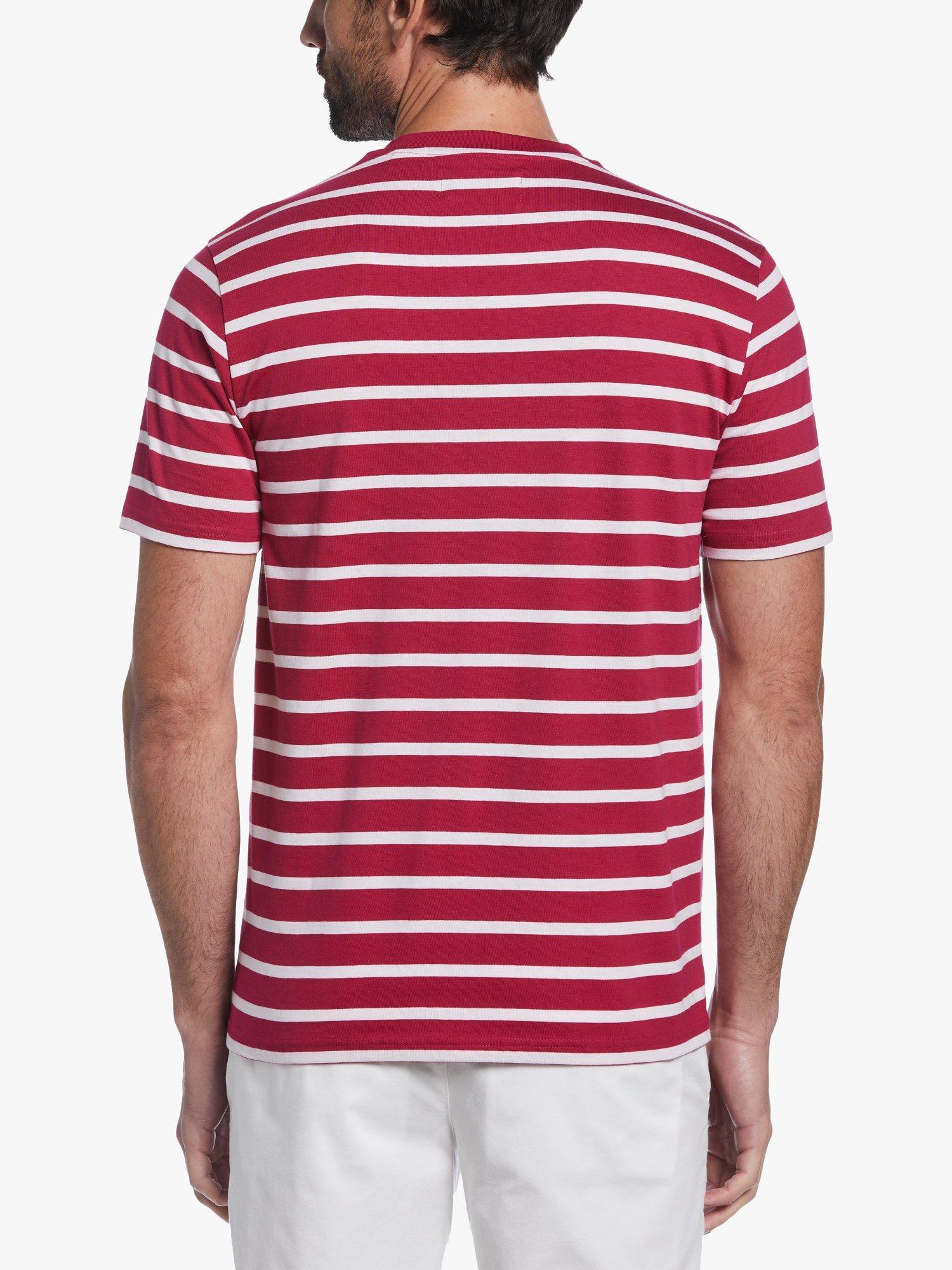 Product image 2 of 3, which shows Original Penguin Breton Stripe T-Shirt, 616 Sangria, S