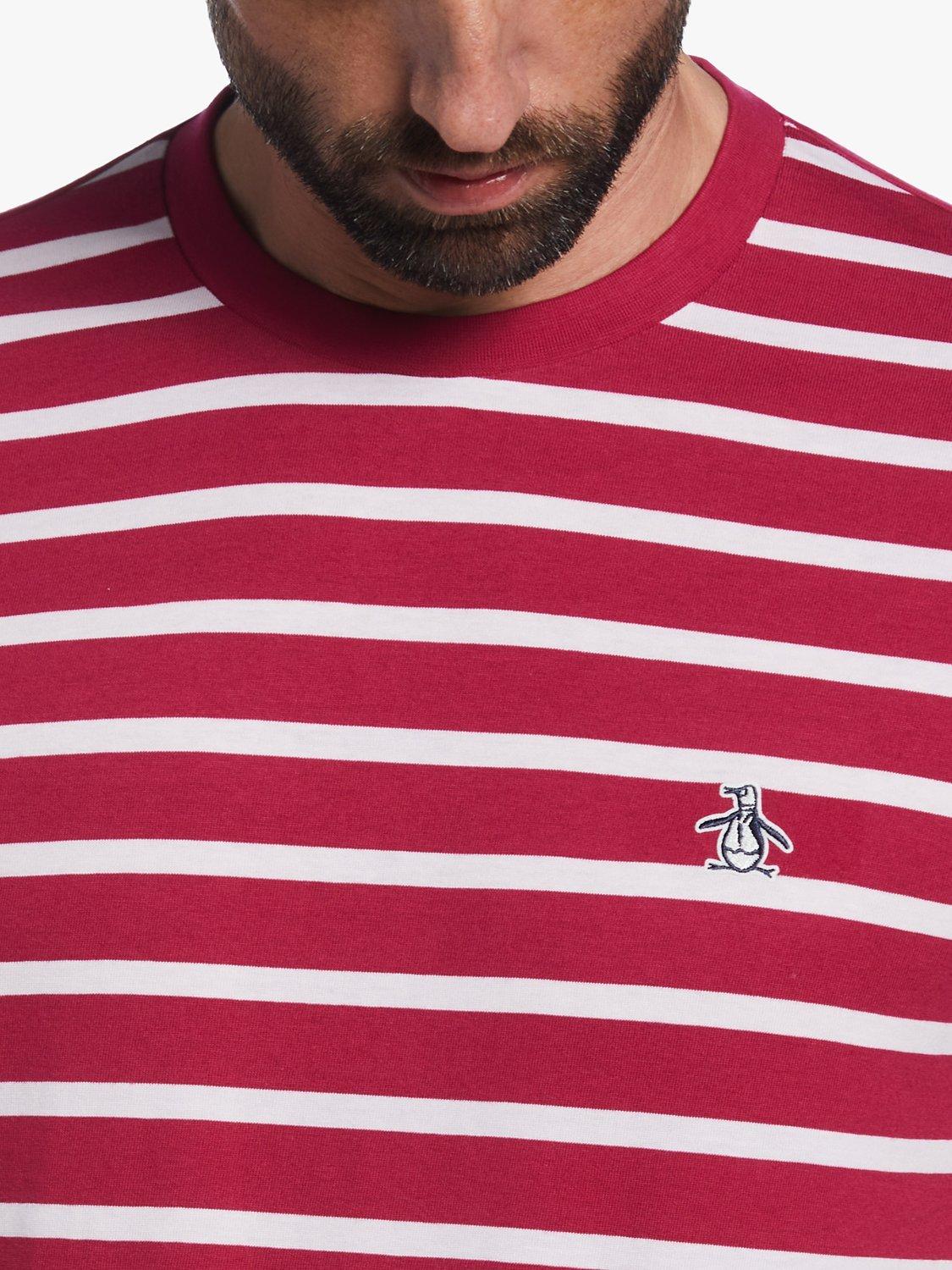 Product image 3 of 3, which shows Original Penguin Breton Stripe T-Shirt, 616 Sangria, S