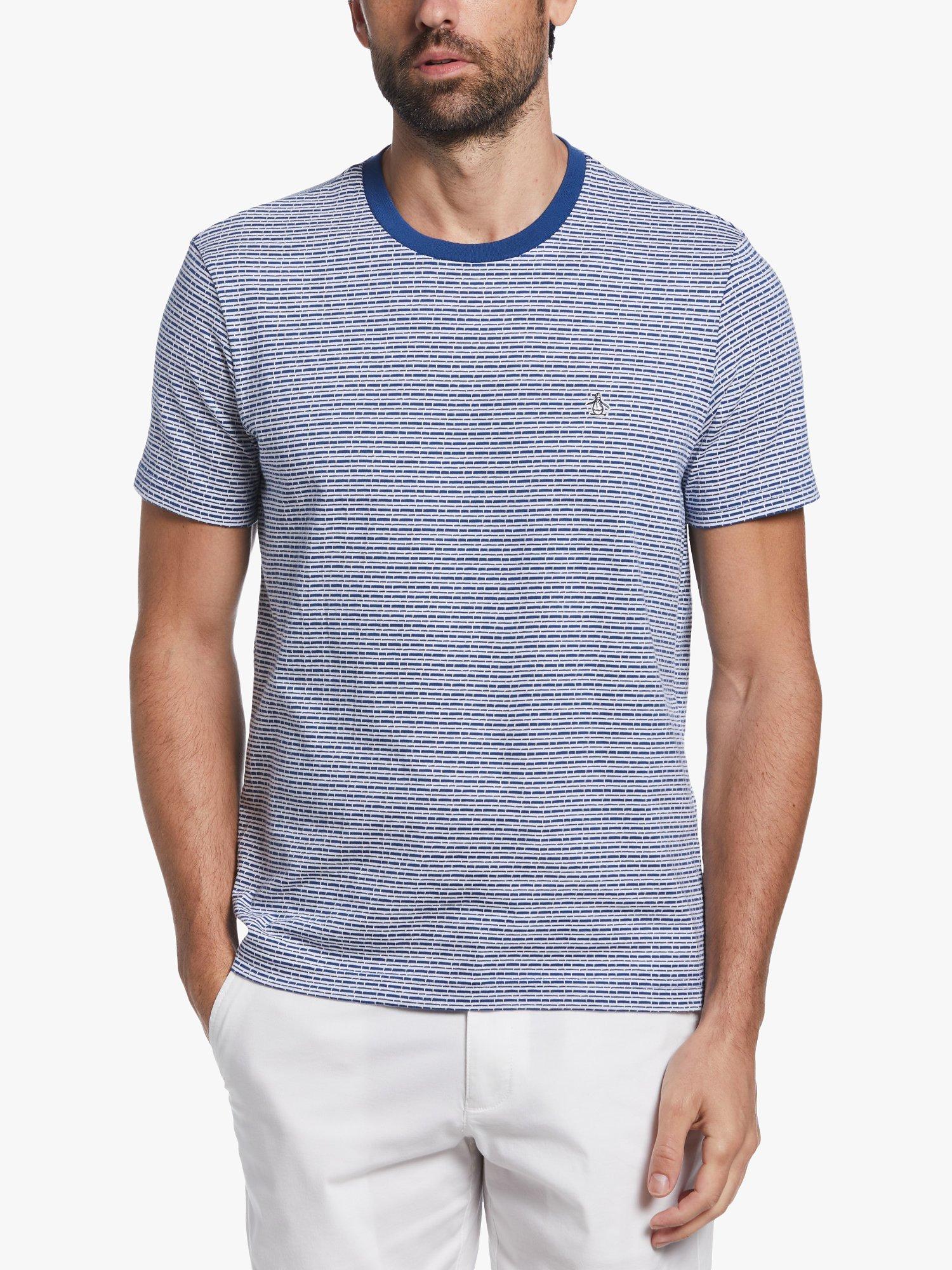 Product image 1 of 4, which shows Original Penguin Textured Stripe T-Shirt, 498 Limoges, S