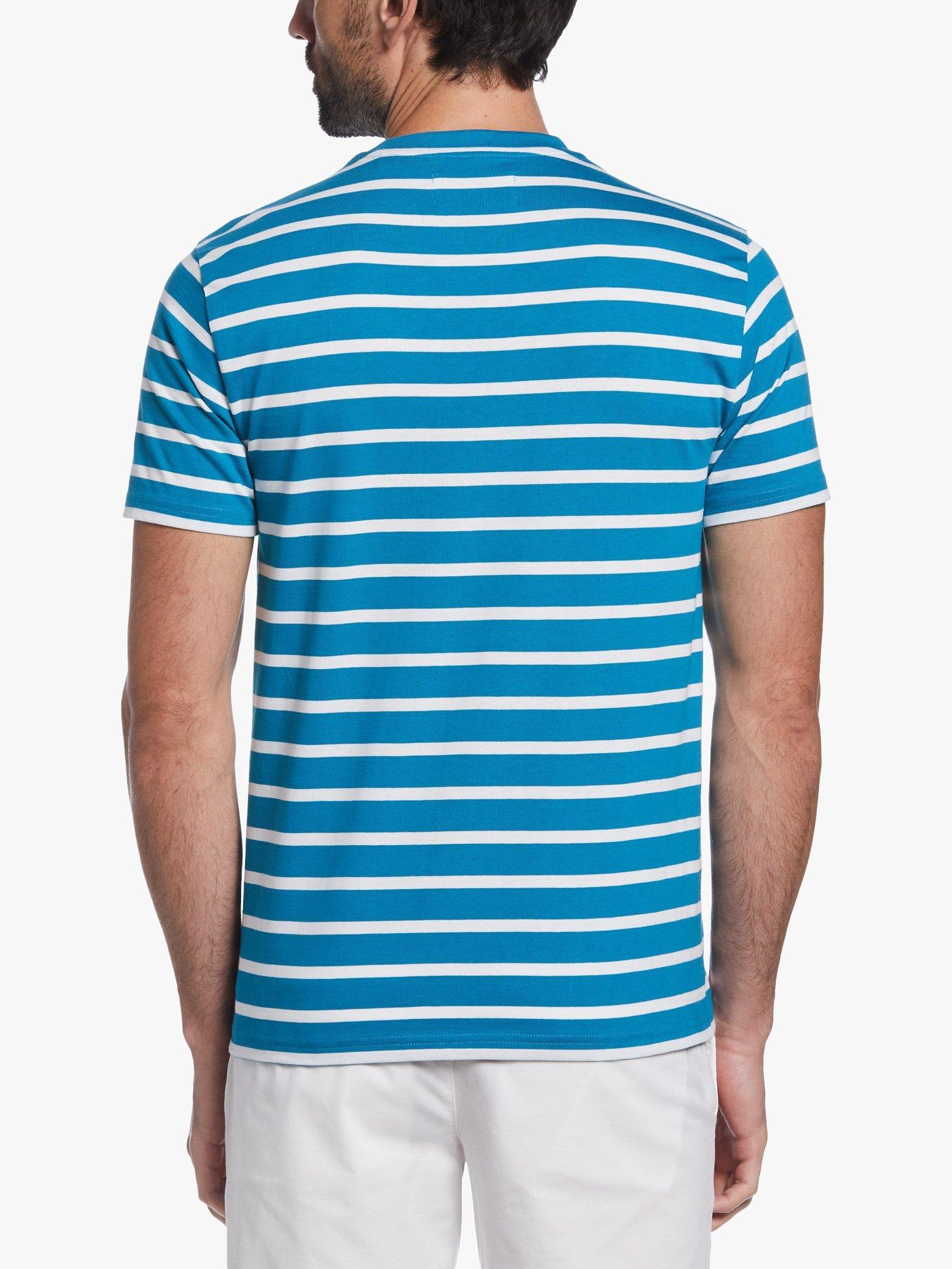 Product image 2 of 3, which shows Original Penguin Breton Stripe T-Shirt, 993 Mosaic Blue, S