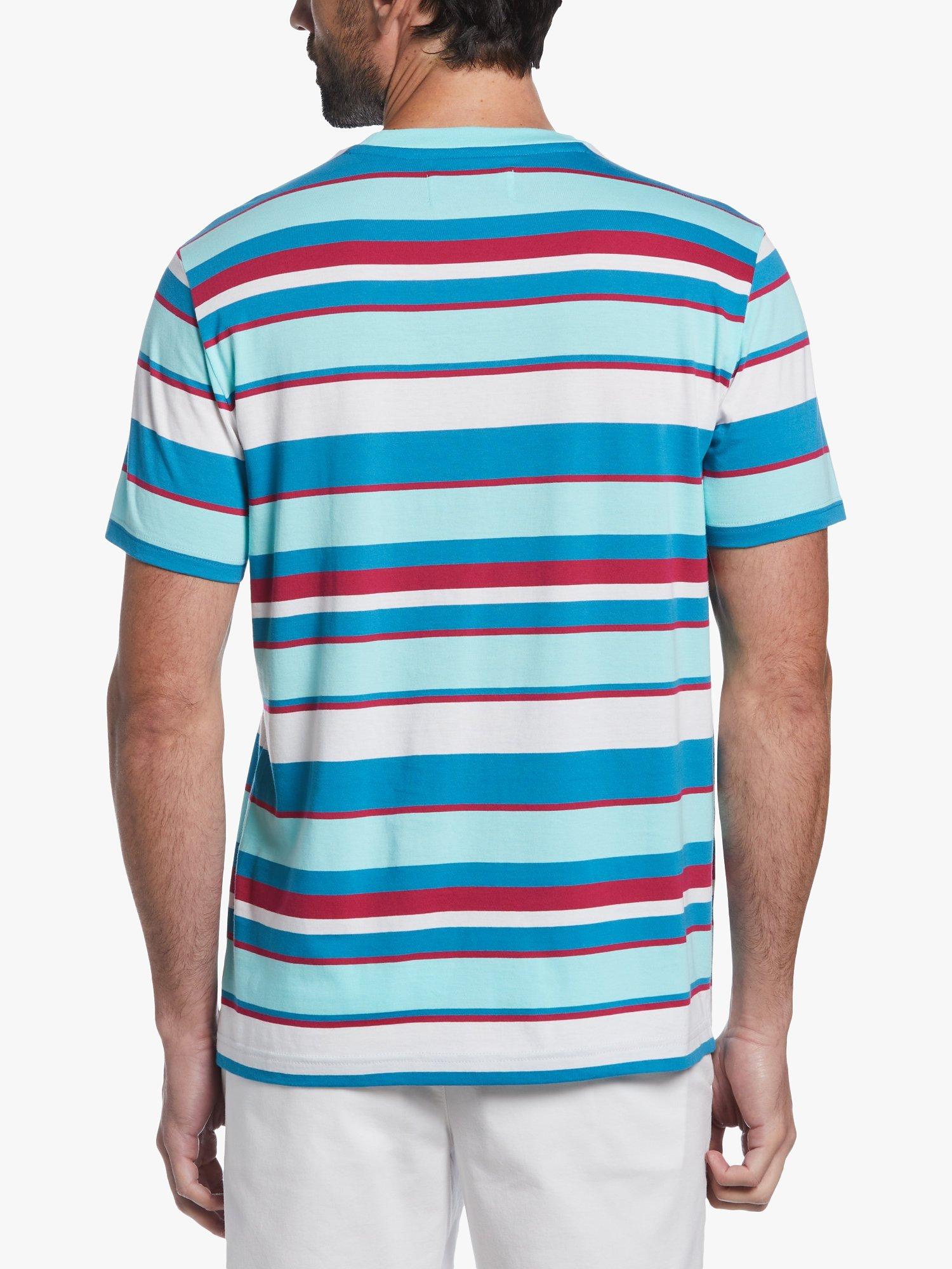 Product image 2 of 4, which shows Original Penguin Fashion Stripe T-Shirt, 431 Aruba Blue, S