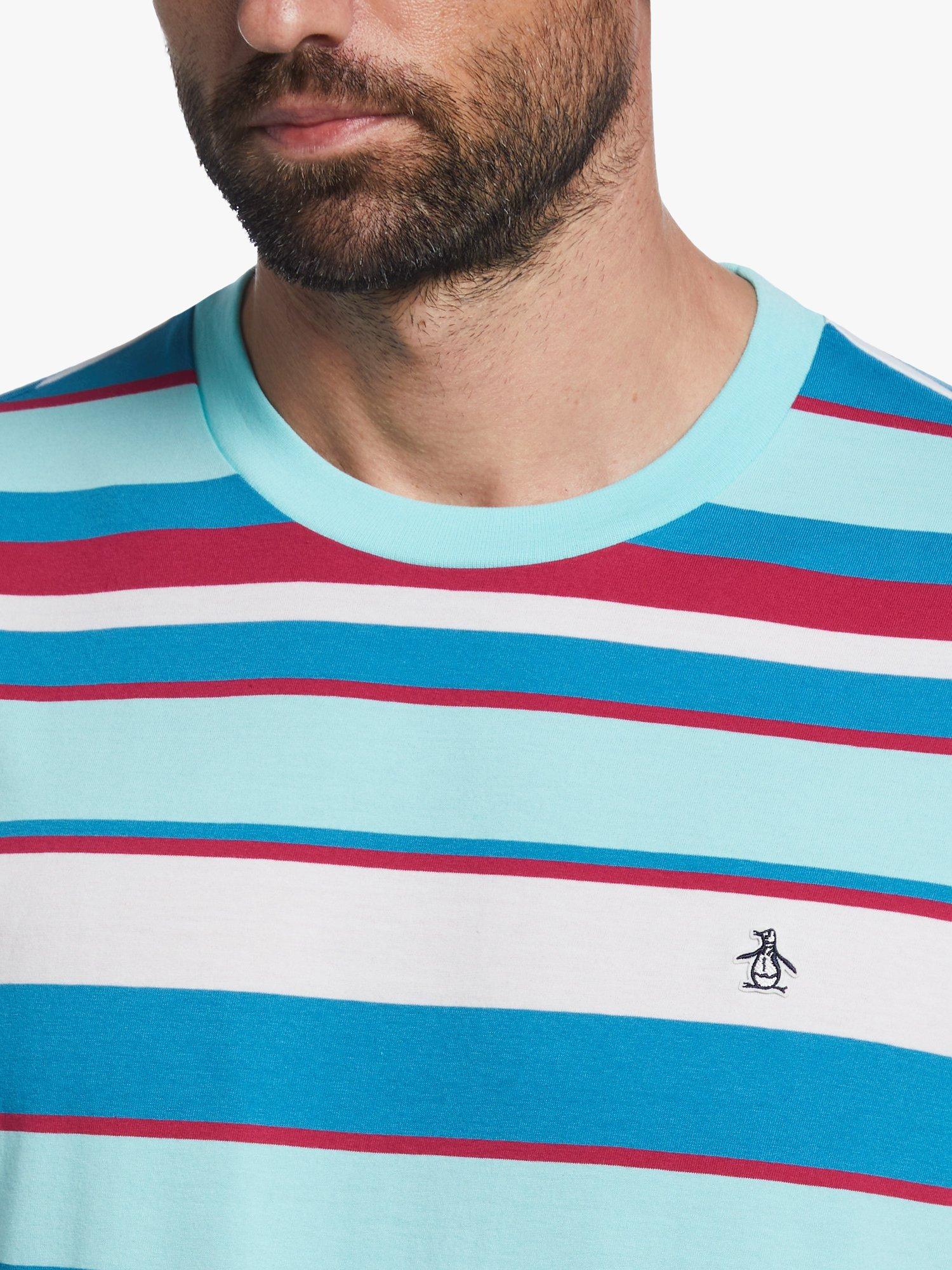 Product image 3 of 4, which shows Original Penguin Fashion Stripe T-Shirt, 431 Aruba Blue, S